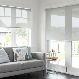 Sunscreen Roller Shading Blinds for Home Decoration Manual or Motor Driven Green Fabric Curtains