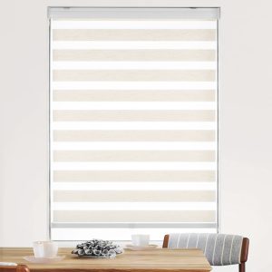 Cordless light filtering linen fabric zebra blinds for window covering