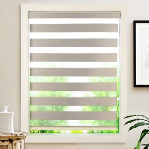 Motorized blackout beige color zebra blinds for room darkening