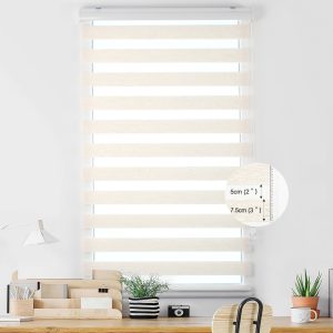 Light filtering linen Zebra blinds beige color for window covering