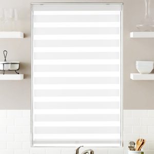 Cordless light filtering white zebra blinds for window covering